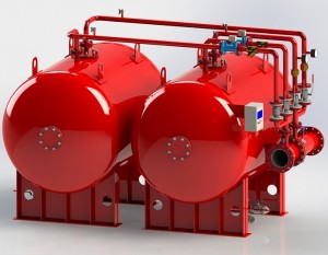 Пожарный бак дозатор для пенообразователя ППТ-ГГ сдвоенный горизонтальный